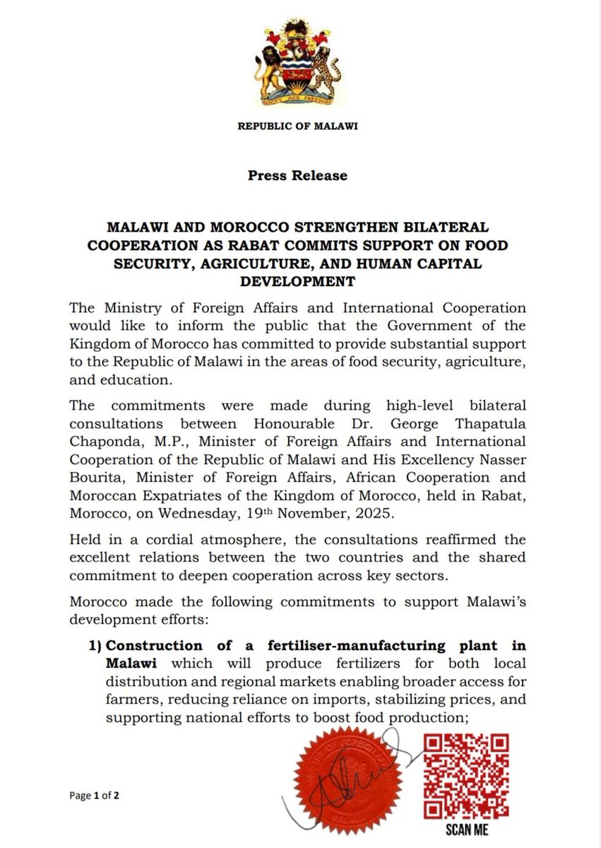 ForeignMalawi's tweet photo. Press Release. https://t.co/Q9SWJIqHAQ