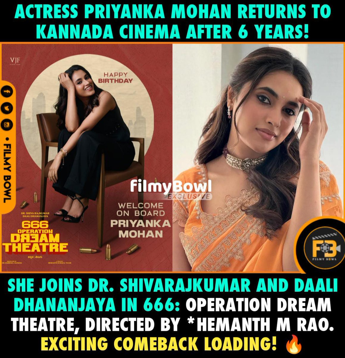 FilmyBowlTamil's tweet image. #PriyankaMohan #ShivaRajKumar #DaaliDhananjaya 

Follow 👉 @FilmyBowlTamil