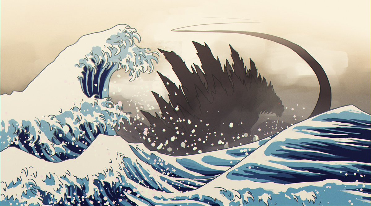 arsyad_haekal's tweet image. &quot;The Great Wave off Kanagawa&quot; 

But from Great Sin timeline

#GODZILLA_GREAT_SIN #akaigoji #fangoji #Godzilla #Godzillafanart