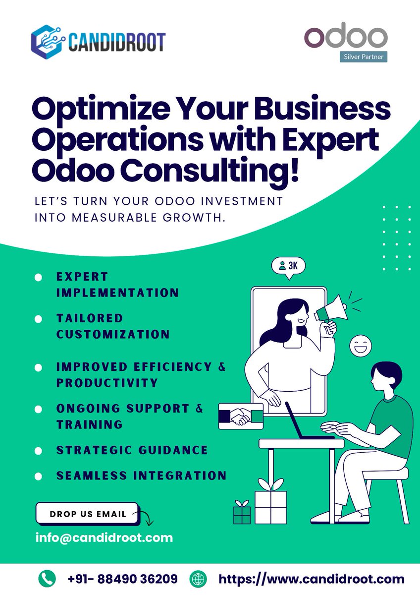 candidroot's tweet image. Optimize Your Business Operations with Expert Odoo Consulting!

☑️Expert Implementation
☑️Tailored Customization
☑️Seamless Integration
☑️Improved Efficiency &amp;amp; Productivity
☑️Strategic Guidance
☑️Ongoing Support &amp;amp; Training

Visit: candidroot.com/odoo-consulting

#odoo #erp #odoopartner