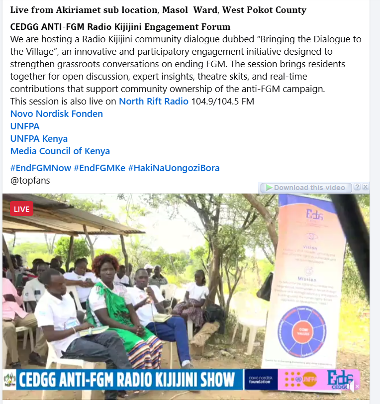cedgg_2001's tweet photo. 𝐋𝐢𝐯𝐞 𝐟𝐫𝐨𝐦 𝐀𝐤𝐢𝐫𝐢𝐚𝐦𝐞𝐭 𝐬𝐮𝐛 𝐥𝐨𝐜𝐚𝐭𝐢𝐨𝐧, 𝐌𝐚𝐬𝐨𝐥  𝐖𝐚𝐫𝐝, 𝐖𝐞𝐬𝐭 𝐏𝐨𝐤𝐨𝐭 𝐂𝐨𝐮𝐧𝐭𝐲
𝗖𝗘𝗗𝗚𝗚 𝗔𝗡𝗧𝗜-𝗙𝗚𝗠 𝗥𝗮𝗱𝗶𝗼 𝗞𝗶𝗷𝗶𝗷𝗶𝗻𝗶 𝐄𝐧𝐠𝐚𝐠𝐞𝐦𝐞𝐧𝐭 𝐅𝐨𝐫𝐮𝐦
Live link
https://t.co/NRMwWXHQbJ

The session is also live on North Rift Radio 104.9/104.5 FM

@GPtoEndFGM 
@novonordiskfond 
@UNFPAKen 
@UNFPA_ESARO 
@UNFPA 
@MediaCouncilK 
@mtetezimasese 
#EndFGMNow #EndFGMKe #HakiNaUongoziBora