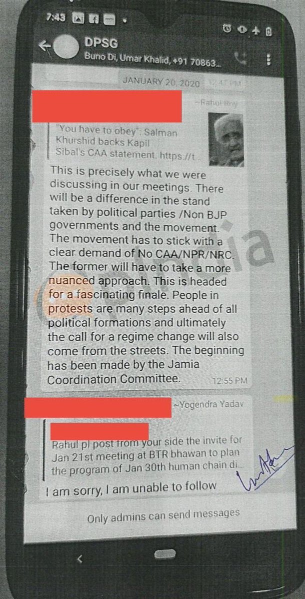 UnSubtleDesi's tweet image. EXCLUSIVE 🚨

Conclusive evidence that Delhi anti-Hindu riot was a regime change conspiracy. 

This is a message on DPSG group sent by Rahul Roy. The message specifically says that the anti-CAA conspiracy will lead to an eventual regime change in a “fascinating finale”.