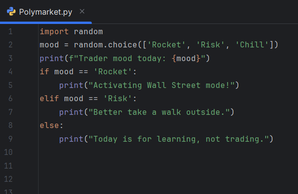 ArchiveExplorer's tweet image. One of the most important skills for a trader in 2025

If you want a real edge, intuition and charts alone won&apos;t cut it

Learning to code in Python, adding some hard skills to my Polymarket trading toolkit

Basic Python feels like a weapon for any trader: grab the right data,…