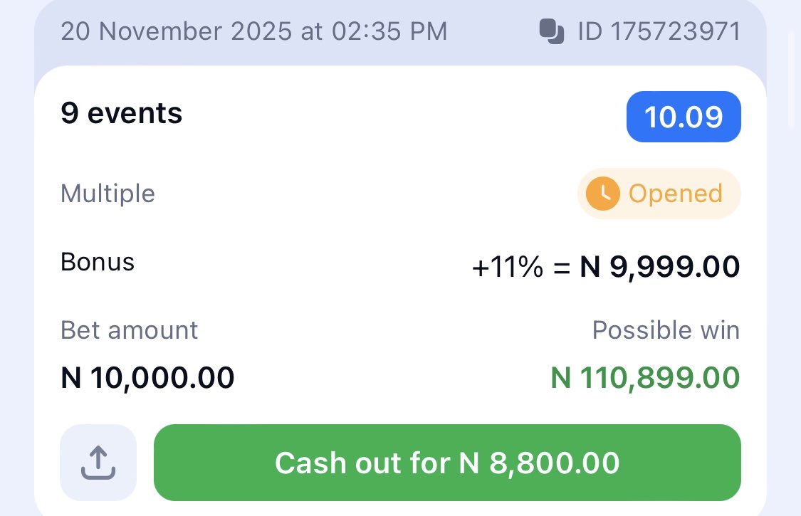10 odds on 1win ⚽️ ⚽️⚽️

Code: B2h18xw
Code link: 1win.ng/betting?shareb…

For those who haven’t registered On 1win

For Nigeria - 1win.ng/?p=44fy

Promocode: NERI2026