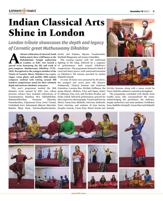 Conducted  our 18th  thematic event under the banner of KBC Arts.(wing of KAZA Business Consultants Ltd). Thank all the artistes/audience and temple authorities.T hose who would like to participate in future events pl  contact on 079 5814 6582. Thank London Daily for coverage.