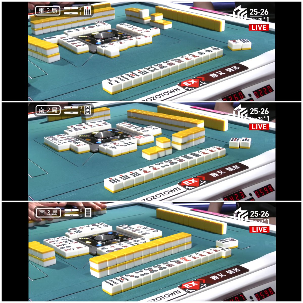 EXF_OEN's tweet image. #Mリーグ2025 11/20 #EX風林火山
初戦 #勝又健志 選手は東2局にリーチドラ裏裏の満貫でトップになったものの、その後苦しい展開で4着となりました。
次戦 #二階堂亜樹 選手はラス目の南場の親で跳満をアガりトップに立つも、悔しい3着で終えました。
本日トータル-78.4。
次戦は来週月曜日🔥