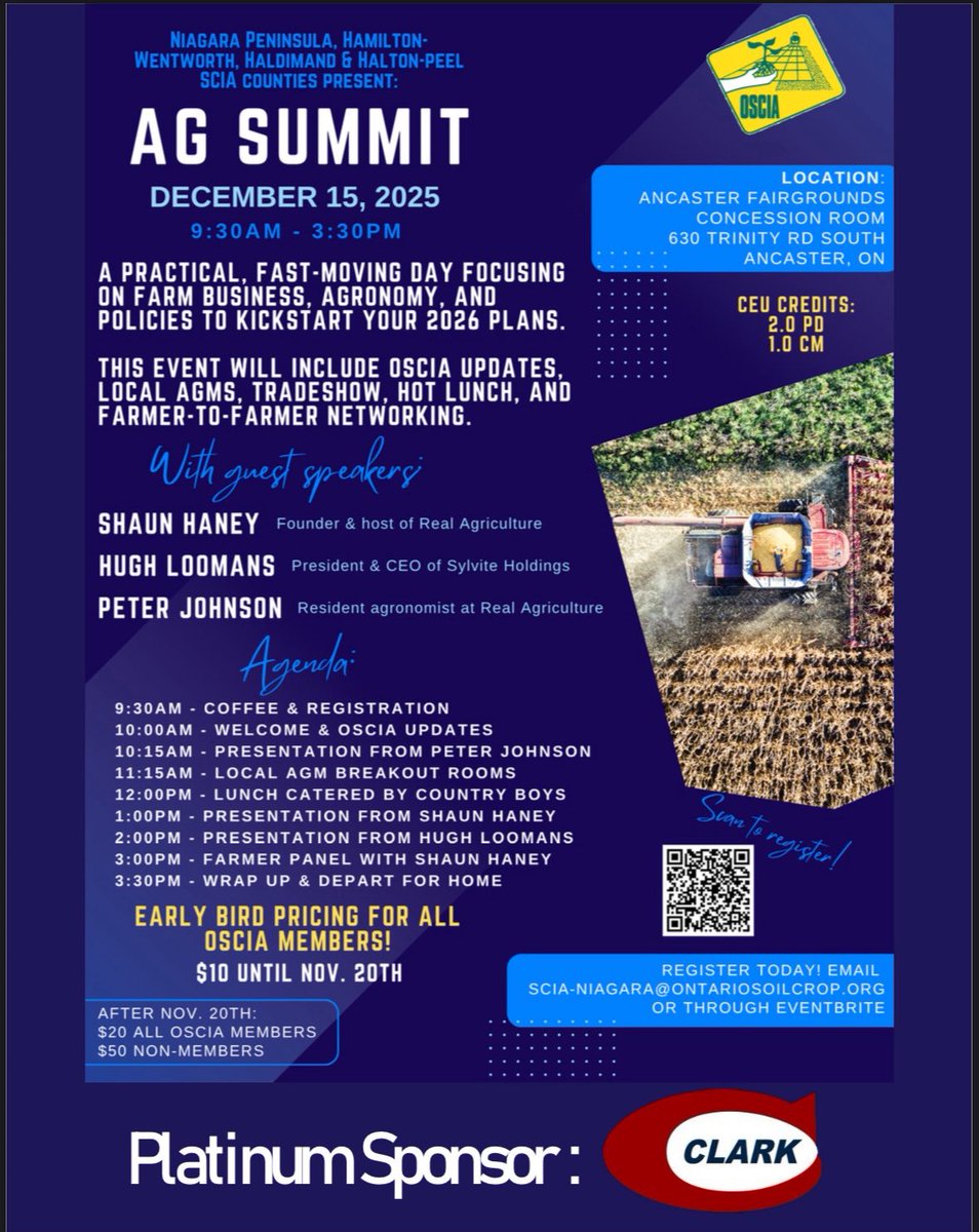 Can’t say how honoured we are to be a sponsor of this event! TODAY is the last day for early bird registration - only $10/ticket for SCIA members if you reserve your ticket today!! #ontag <a href="/WheatPete/">Peter Johnson</a> <a href="/SylviteAg/">Sylvite</a> <a href="/shaunhaney/">Shaun Haney</a>