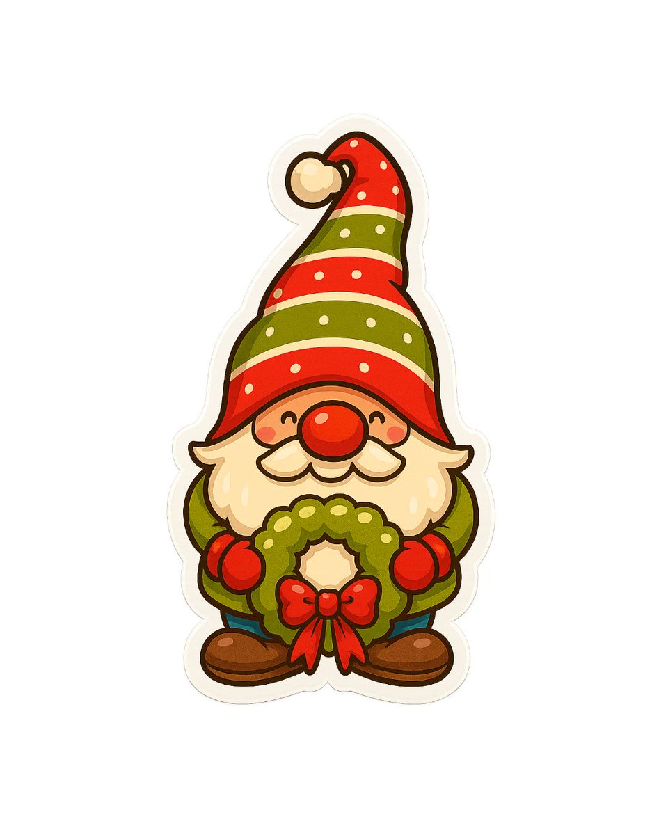 stickeranything's tweet image. 🎄✨ Holiday gnome vibes activated. He’s officially in wreath-delivery mode 😂💚❤️
#StickerAnything #HolidayStickers