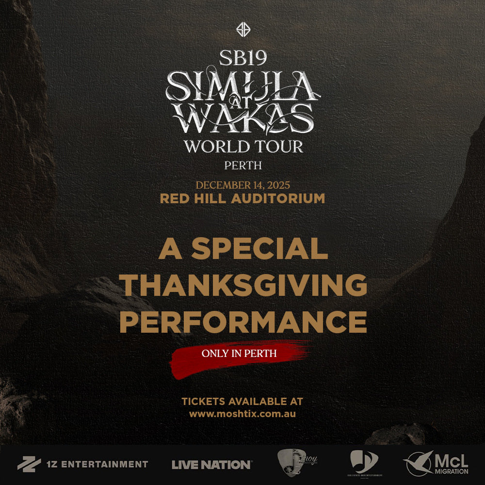 SB19Official's tweet image. 🍎 Simula at Wakas World Tour: Perth

A’TIN in Perth, you are in for a treat!

Because of your overwhelming support for the Simula at Wakas World Tour across the globe, a special thanksgiving performance is happening on December 14 at the Red Hill Auditorium! 

Don’t miss out on…