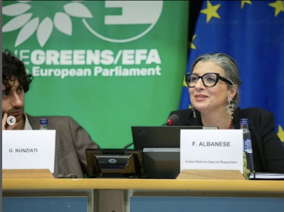 paolomossetti's tweet photo. Yesterday at the European Parliament in Brussels, journalist Gabriele Nunziati moderated the conference “Palestine, International law and the role of Europe” with Francesca Albanese and numerous members of various European political groups. 

In her speech, Albanese recalled: “Not only has the European Union failed to act as a regional organization capable of enforcing even the most basic political measures to stop the most atrocious crimes, and this despite the mass upheavals across the continent led by ordinary people, but the lack of action by the European Union has been met with active complicity and has become the alibi for member states to violate their international law obligations”.