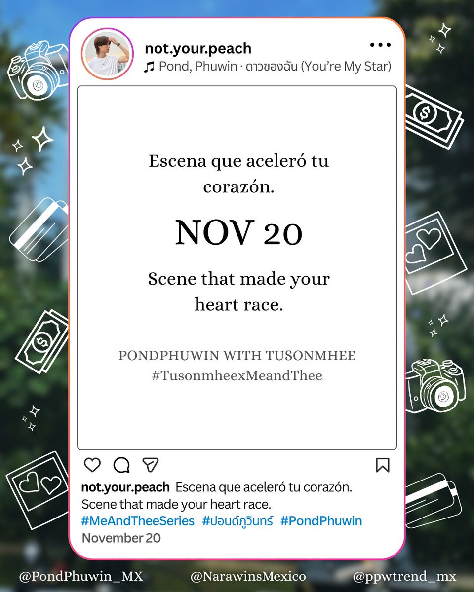 NarawinsMexico's tweet image. PONDPHUWIN WITH TUSONMHEE

#TusonmheexMeandThee

🍑 Nov 20 — Escena que aceleró tu corazón!
Comparte esa escena que puso tus latidos al límite, la que te dejó sin aliento y te hizo gritar en silencio 🧡 
Cita o responde a este post (usando al menos 15 caracteres 🙈) para que…
