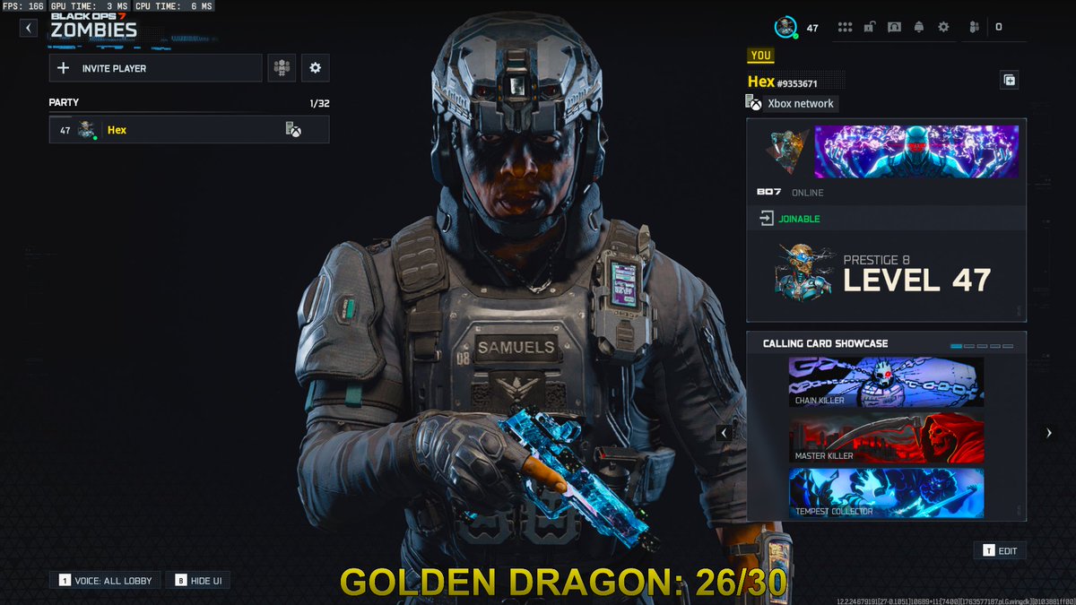 PRESTIGE 8
SINGULARITY ✅
Golden Dragon 26/30 #BO7 
twitch.tv/OiHex