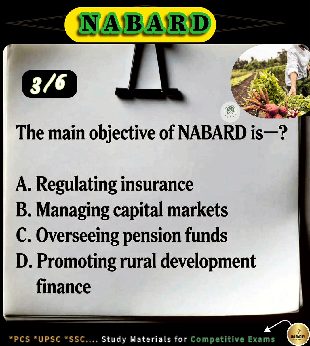 edusimplify's tweet image. Topic: NABARD - Let&apos;s solve 6 MCQs relevant for competitive exams.
Follow us for daily updates.
#UPSC #UPSCPrelims2026 #UPSCPYQ #SSC #WBCS #CurrentAffairs #EduSimplify #NABARD