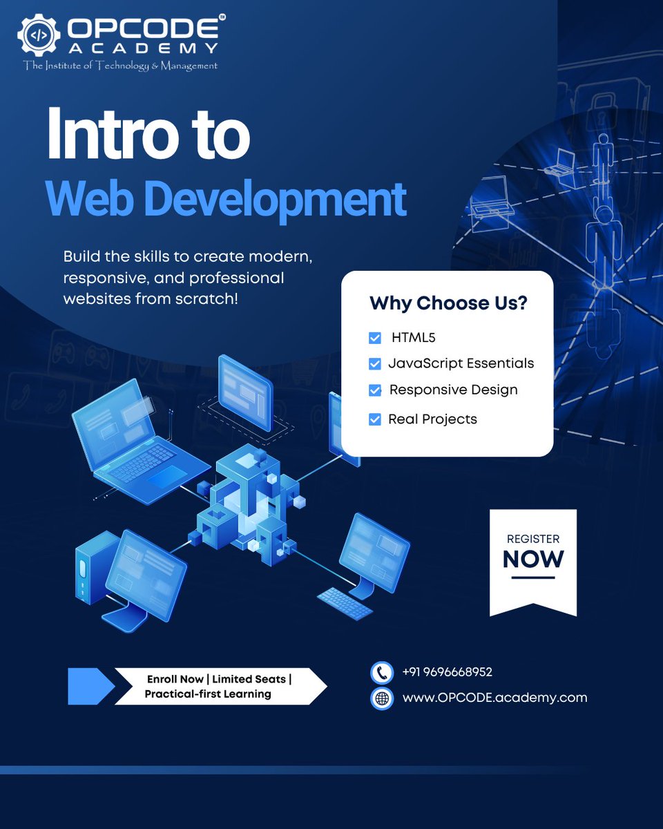 opcodeacademy's tweet image. 🚀 Kickstart Your Tech Journey with Our Intro to Web Development Course!

#WebDevelopmentCourse #IntroToWebDevelopment #WebDesignBasics #HTMLCSSJavaScript #FrontendDevelopment #WebDevSkills #CodingJourney #TechEducation