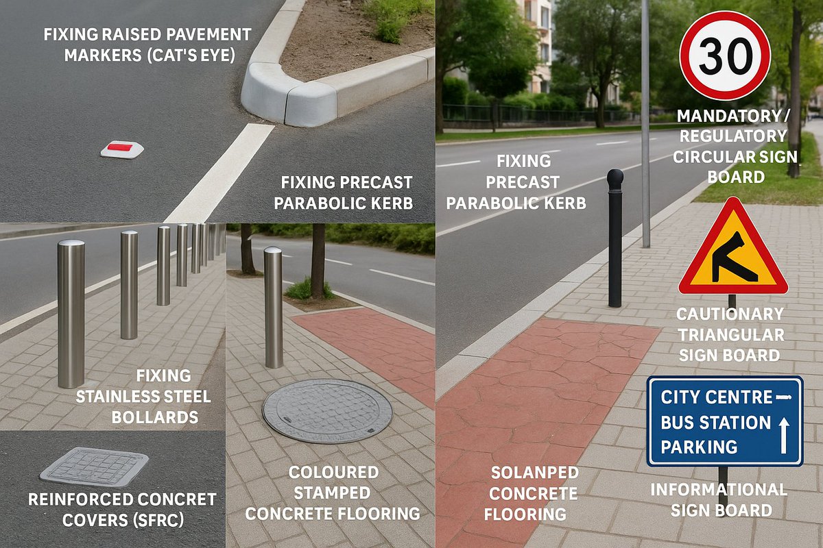 MH04Thane's tweet image. 🚨🚨🚨
TMC invites bids for road beautification in Thane City

Includes:
• Precast parabolic kerbs
• Granite base work
• SFRC covers
• Steel bollards
• Stamped concrete
• Circular sign boards
• Triangular caution sign boards
• Info boards
• Road Marking

💰 ₹1.67 Cr