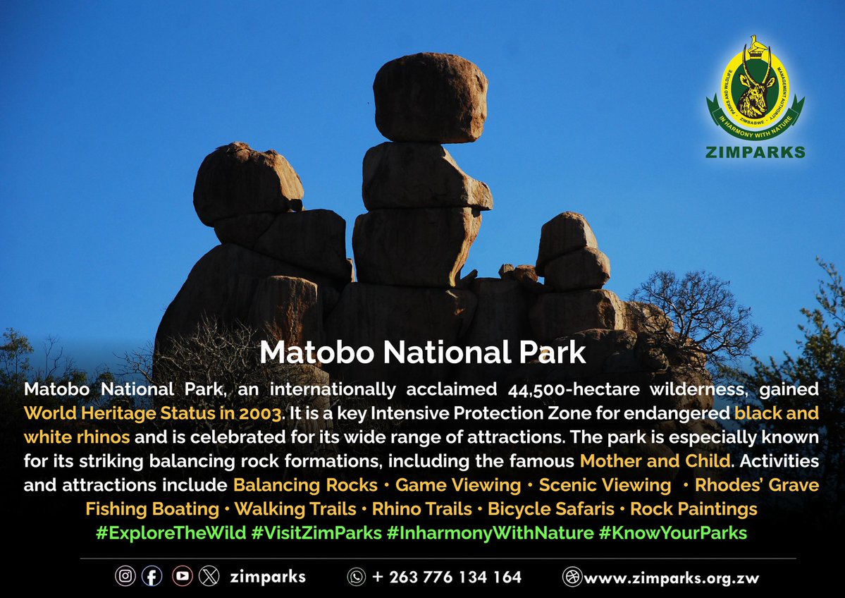 Zimparks's tweet image. Know your Parks: Matobo National Park!
#knowyourparks
#WildWonders
#FestiveVibes
#inharmonywithnature