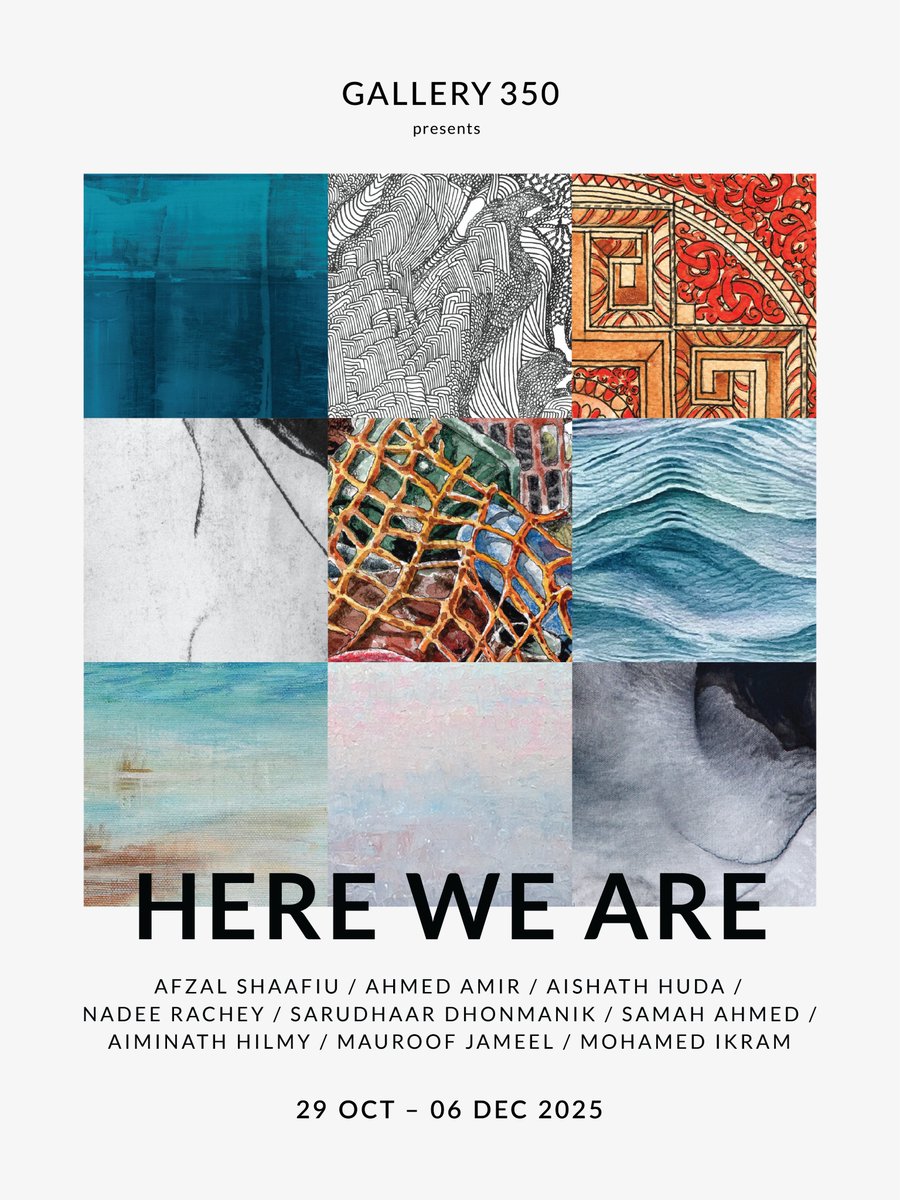 Here We Are — a group exhibition and the launch of Carved – Volume I, a Fine Art Maldives publication featuring artists and their works.

On view from 29 October – 6 December 2025 at Gallery 350.