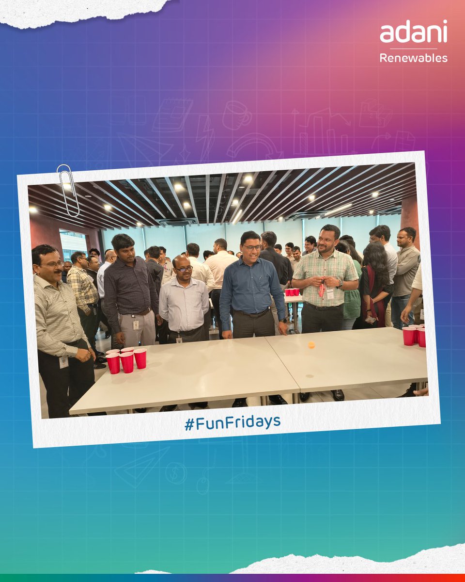 AdaniGreen's tweet image. The best breakthroughs don’t just happen at our desks. They happen when we connect, collaborate, and laugh together. Here’s to another #FunFridays at the #AdaniGreenEnergy office.