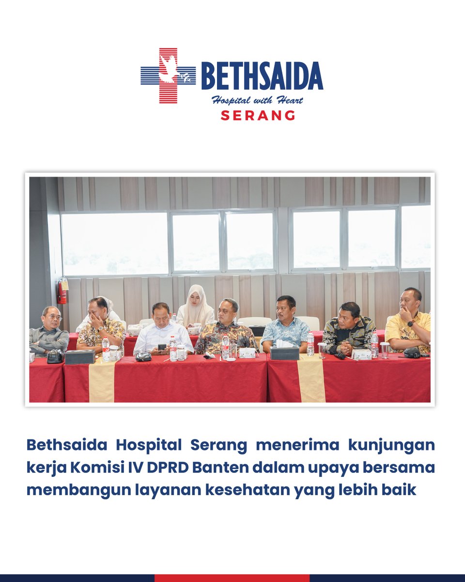 Bethsaida Hospital Serang menerima kunjungan kerja dari Komisi IV DPRD Provinsi Banten pada 19 November 2025.

#BethsaidaHospitalSerang #BethsaidaHealthcare #HospitalWithHeart #DPRDBanten #KomisiIV #KunjunganKerja #PelayananKesehatan #LayananKesehatan #Serang #Cilegon #Banten