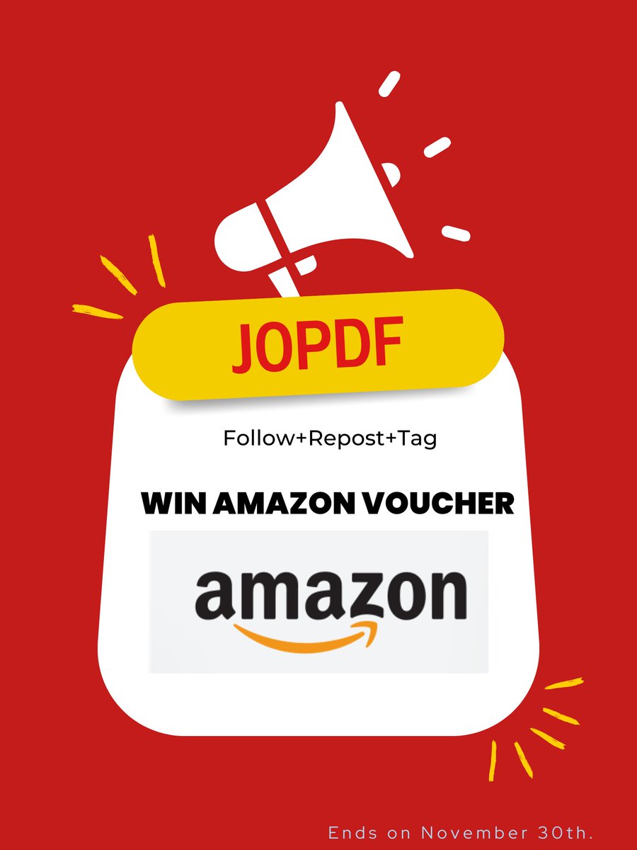 ＼✨ Win an Amazon Voucher! ✨／
🥁 It’s that easy! 🥁
🎯 How to Participate:
1️⃣ Follow us on 
<a href="/jopdf_official/">JOPDF</a>

2️⃣ Share this post &amp; tag 5 friends 🔄
🎁 Win an Amazon Voucher

🕒 Ends on November 30th.
#Giveaway #AmazonVoucher #PDFeditor #Win #jopdf