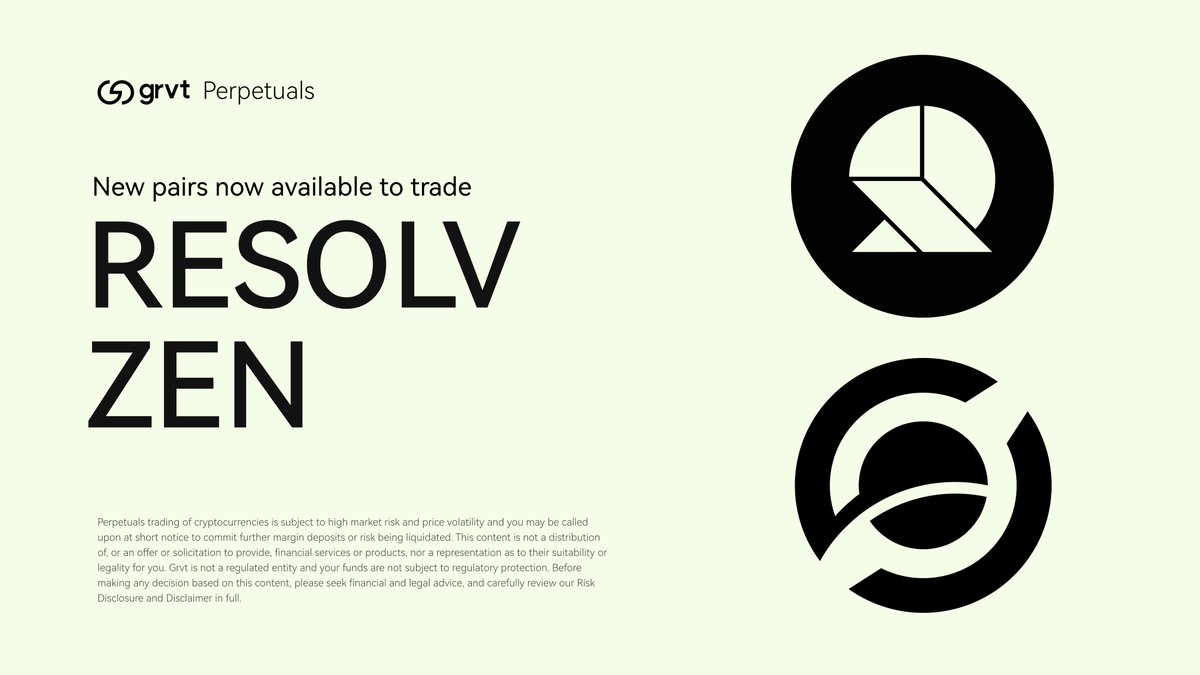 grvt_japan's tweet image. Grvtで新たに2つの取引ペアが利用可能に🙌

Resolve (RESOLV) と Horizen (ZEN) です！ 2⃣