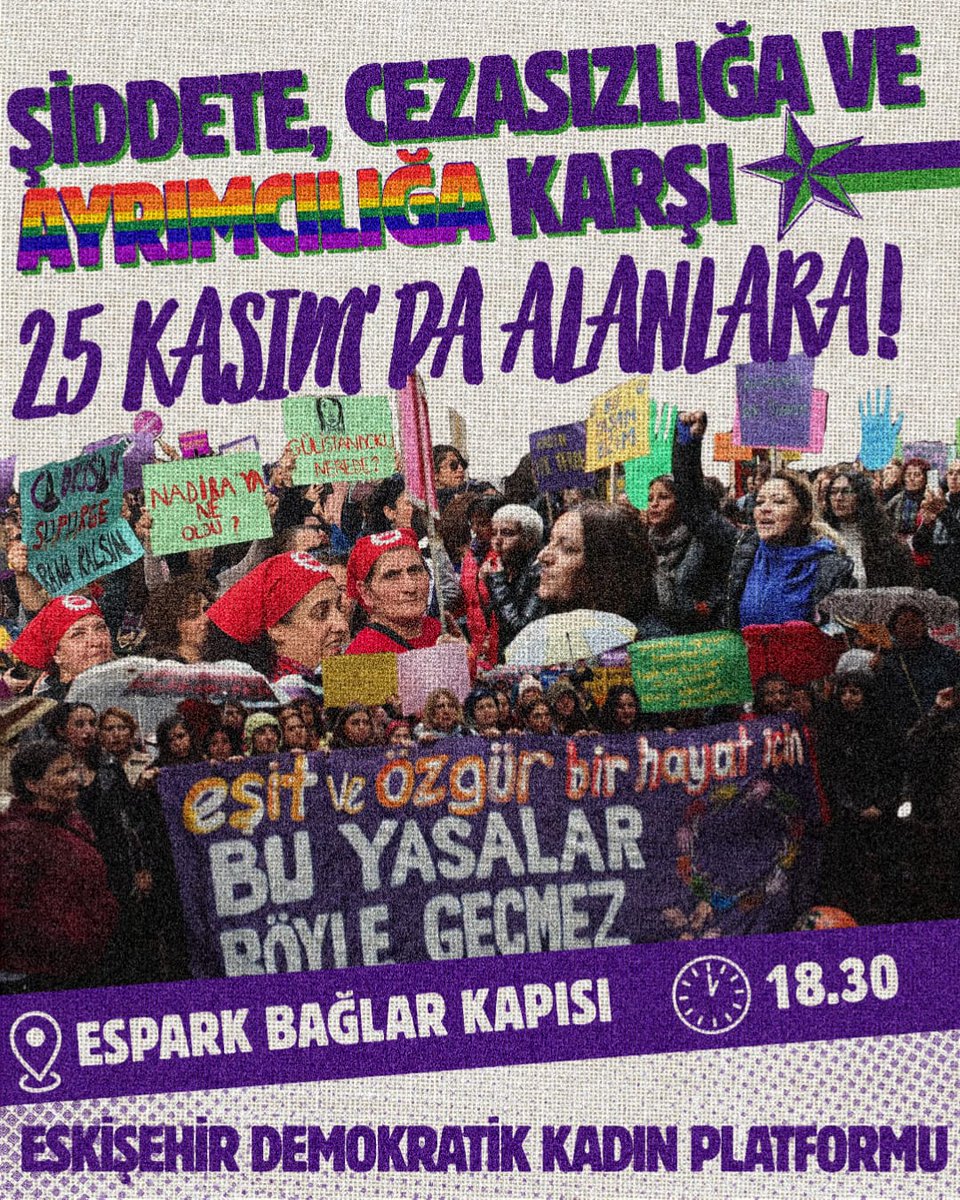 esk_kadin's tweet photo. Şiddete, cezasızlığa, ayrımcılığa karşı bu 25 Kasım'da da alanlardayız. 
#25Kasım #YaşasınKadınDayanışması https://t.co/kv0S2bmxLM
