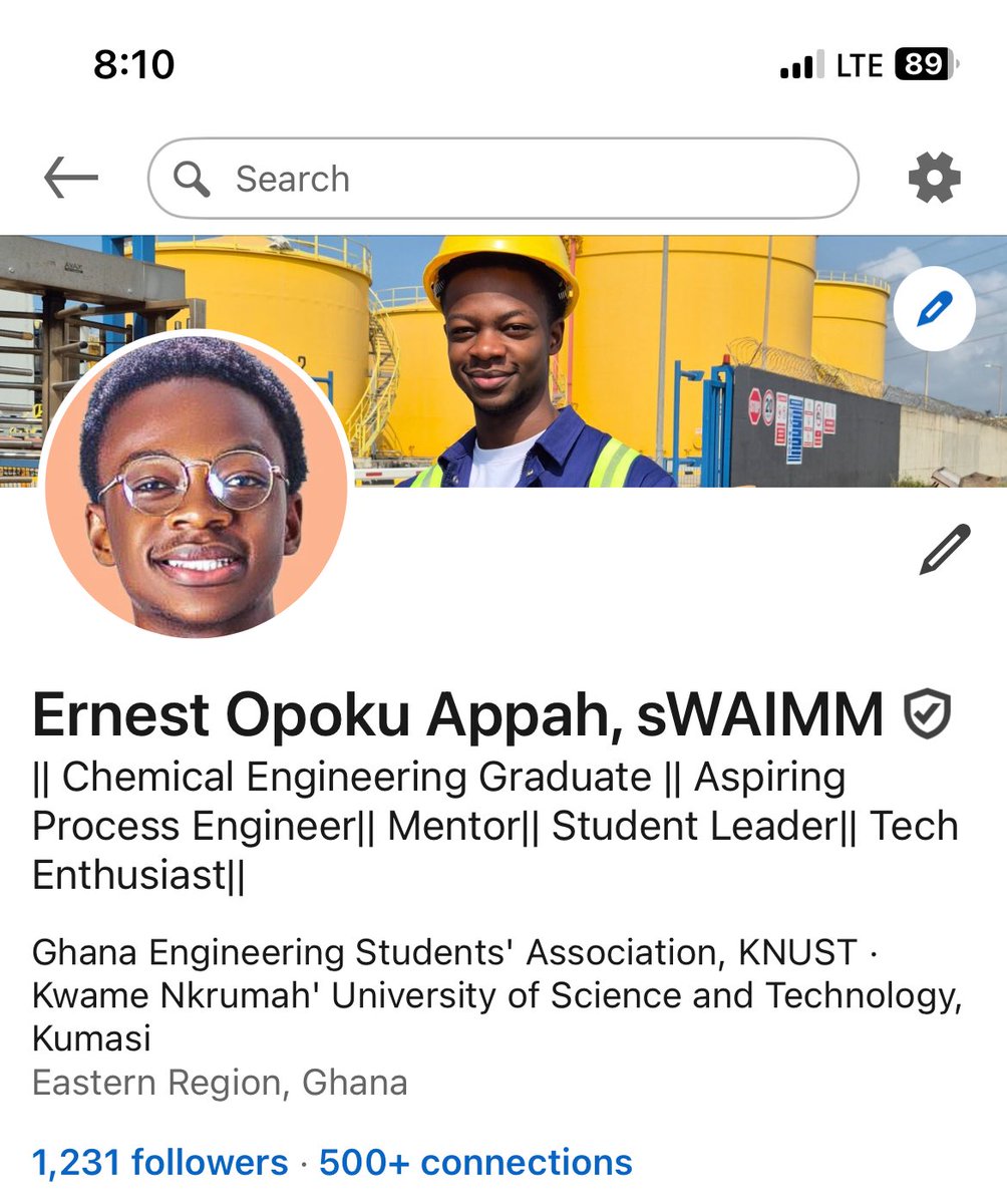 _Padio's tweet image. This is my LinkedIn account. Link in bio🙏🏾

I’ve served as the president of the West African Institute of Mining, Metallurgy and Petroleum (KNUST), 

Chief of Staff (@thegesaknust ), 

President of the Chemical Engineering Students Association.