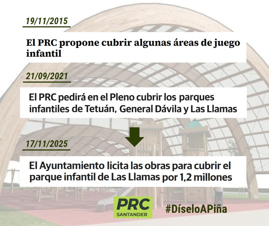 La cubierta del parque infantil de Las Llamas será una realidad gracias al trabajo que el #PRCSantander lleva realizando desde hace 10 años.

Esperamos que sea una realidad lo antes posible y que este modelo se extienda a más parques de #Santander.