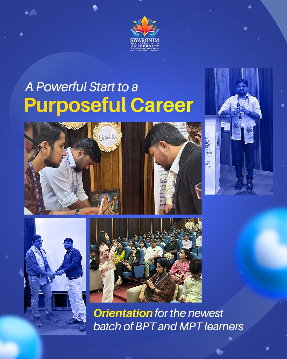 SwarrnimUni's tweet image. A new chapter begins
Welcoming the newest batch of BPT &amp;amp; MPT learners as they take their first step into a purposeful career at Swarrnim University.
Here’s to growth, learning and the journey ahead!