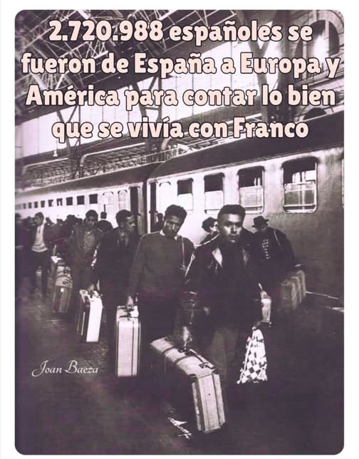 Hoy es un buen día para recordar la MISERIA y el HAMBRE de millones de personas que tuvieron que emigrar . En Alemania eran conocidos como los "Südländer" (personas de los países del sur) de forma despectiva y racista.  Otra "aportación" de Franco y su régimen.
#20N #Hace50