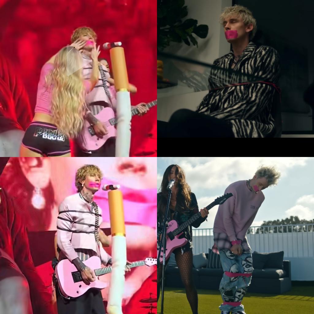 i love all the details to the show, like how they put the pink tape on him and tied him up exactly like the bloody valentine music video 💖