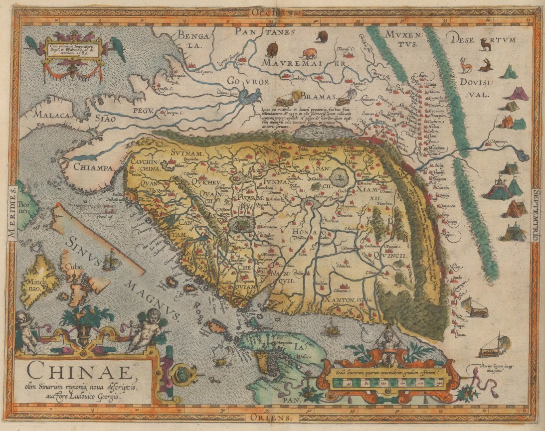 tongbingxue's tweet photo. The first modern European map of China, published in 1584 by Abraham Ortelius. https://t.co/VAO75Y9kFe