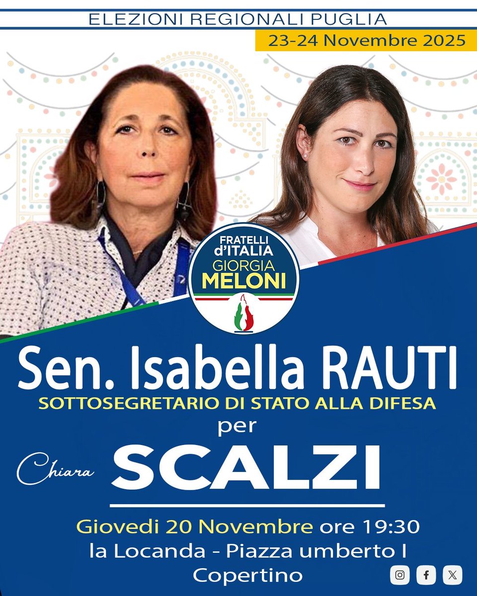 Vi aspetto questa sera con <a href="/isabellarauti/">Isabella Rauti</a>  ⬇️⬇️⬇️
facebook.com/share/p/17bWEC…