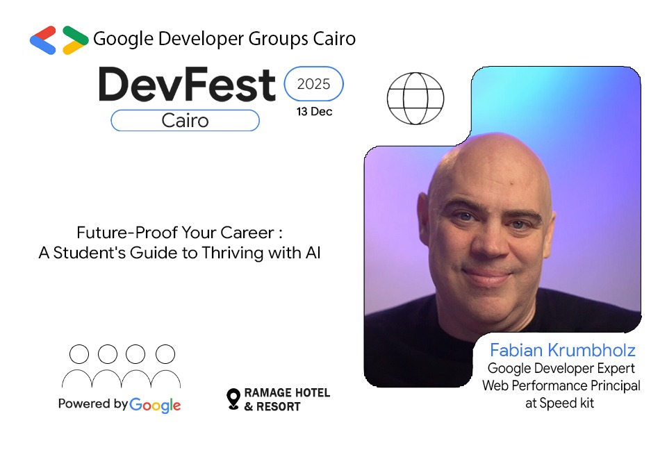 GDGCairo's tweet photo. We’re excited to announce our next DevFest Cairo 2025 speaker 👨‍💻Fabian Krumbholz!🤩

Fabian is a Google Developer Expert with 20+ years of experience shaping the web. https://t.co/ZbrYQgscpR