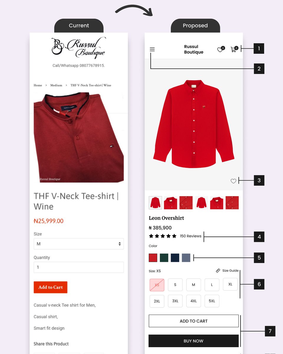 kenny_ilori's tweet image. Before &amp;amp; After: Russul Boutique Product Page Redesign

#UXDesign #ShopifyDesign #ShopifyStoreDesign #ConversionRateOptimization