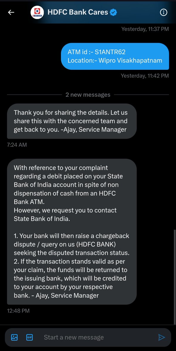 thereal_hrishab's tweet photo. @TheOfficialSBI @OfficialSBICare  My amount was deducted but not dispensed while withdrawing cash from an HDFC Bank ATM. I have already highlighted this issue to @HDFC_Bank  Bank. Could you please look into the matter from your side and advise on the next steps for a resolution? https://t.co/yz06rLQWTr