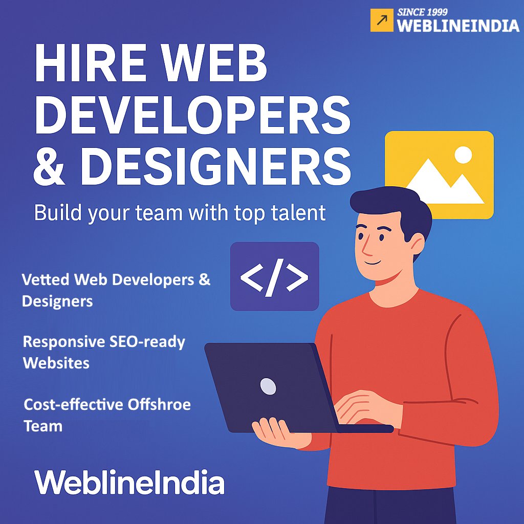 WeblineIndia's tweet image. Need top-tier web talent? Hire dedicated full-stack developers &amp;amp; designers from WeblineIndia and scale your team fast. Up to 40% cost savings, ready to onboard in days.

weblineindia.com/hire-web-devel…

#WebDevelopment #DesignTeam #HireTalent #OffshoreTeam #RemoteWork #Startups #SMB