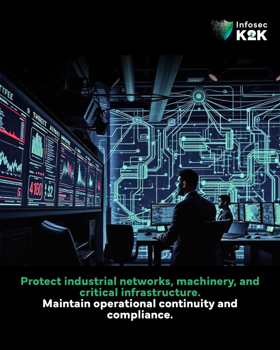 InfosecK2K's tweet image. Industrial networks are high-value targets for cybercriminals. OT Security safeguards production lines, machinery, and operational systems to prevent costly disruptions and ensure business continuity. 

#OTSecurity #IndustrialCyberSecurity #CyberProtection #OperationalResilience