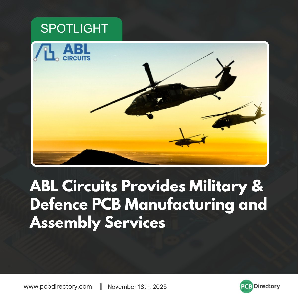 PCB_Directory's tweet image. ABL Circuits provides high-quality PCBs to the military and aerospace sectors. They deliver bespoke, start-to-end PCB assembly services with performance standards. 

Read more: ow.ly/R5aF50XtmZ8

#printedcircuits #spotlight #industry #military #aerospace #electronics