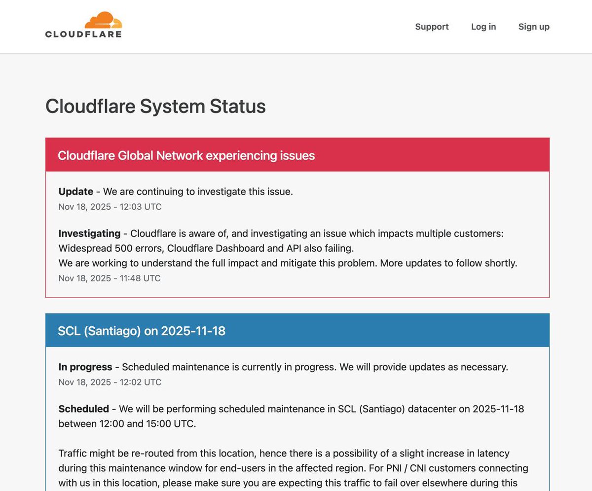 Cointelegraph's tweet image. 🔥 INSIGHT: Cloudflare outage took down a huge chunk of the internet, including major crypto platforms. 

A reminder of how much Web3 still depends on Web2 infrastructure.