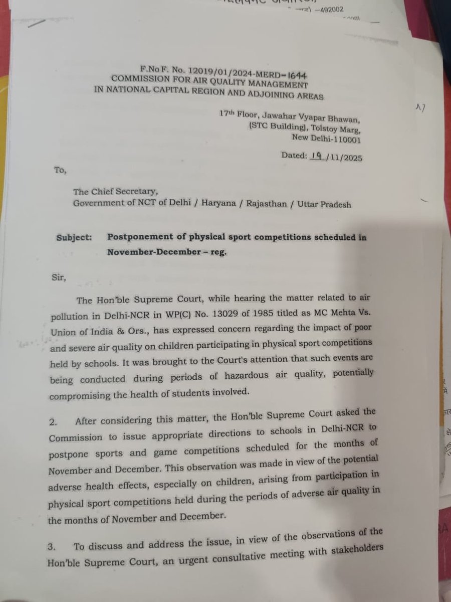 hrd270593's tweet photo. We respect the Supreme Court’s order cancelling all Delhi-NCR events (21–25 Nov) due to pollution.
But vendors are refusing refunds due to last-moment cancellation of the DAV Sports Event.
Requesting SC to direct mandatory refunds/credits as the cancellation.
@SupremeCourt_IND https://t.co/8bttxgh3rz