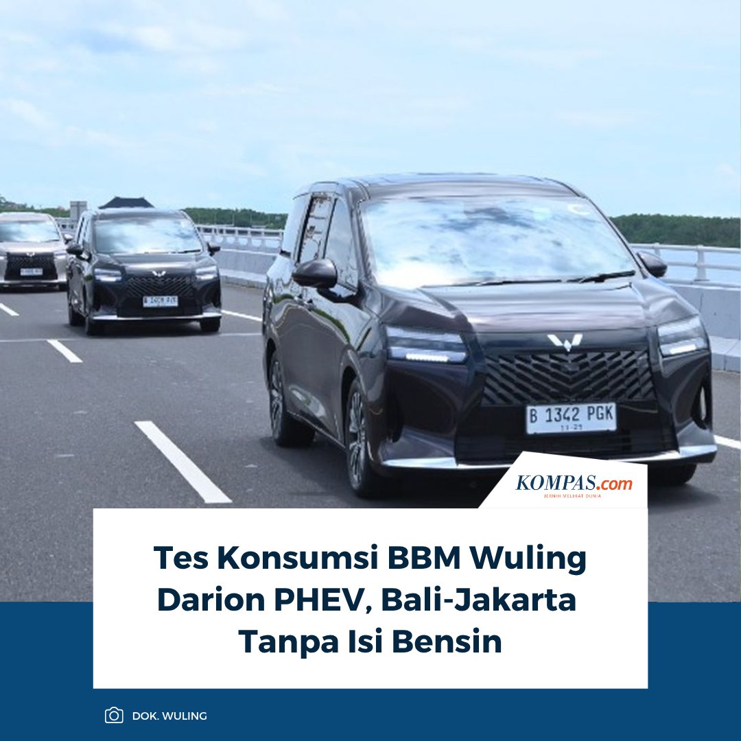 KompasOtomotif's tweet image. Wuling Motors menggelar Media Test Drive Cortez Darion PHEV dengan rute Bali–Jakarta, di mana peserta ditantang menyelesaikan perjalanan tanpa mengisi bensin.

Baca Selengkapnya 👇🏻
otomotif.kompas.com/read/2025/11/2… 

~NA #Wuling #DarionPHEV #TestDrive