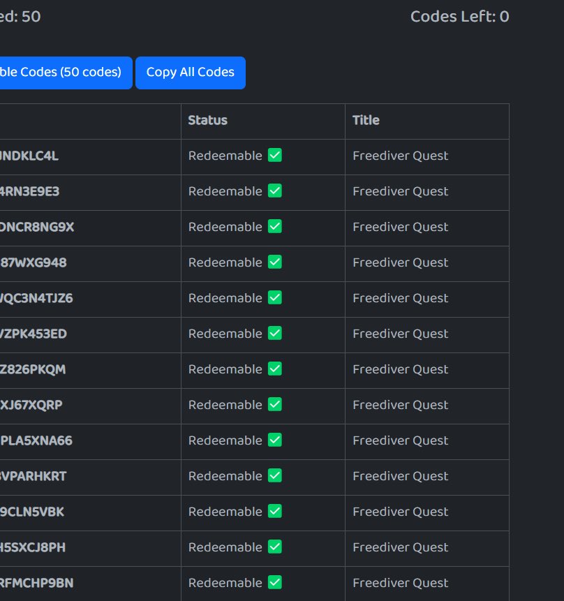 50 More Codes available!! (Not Fr33, but ch3ape$t)🤗

DMs if interested!❤️
Vouches #grigalalegit ✅