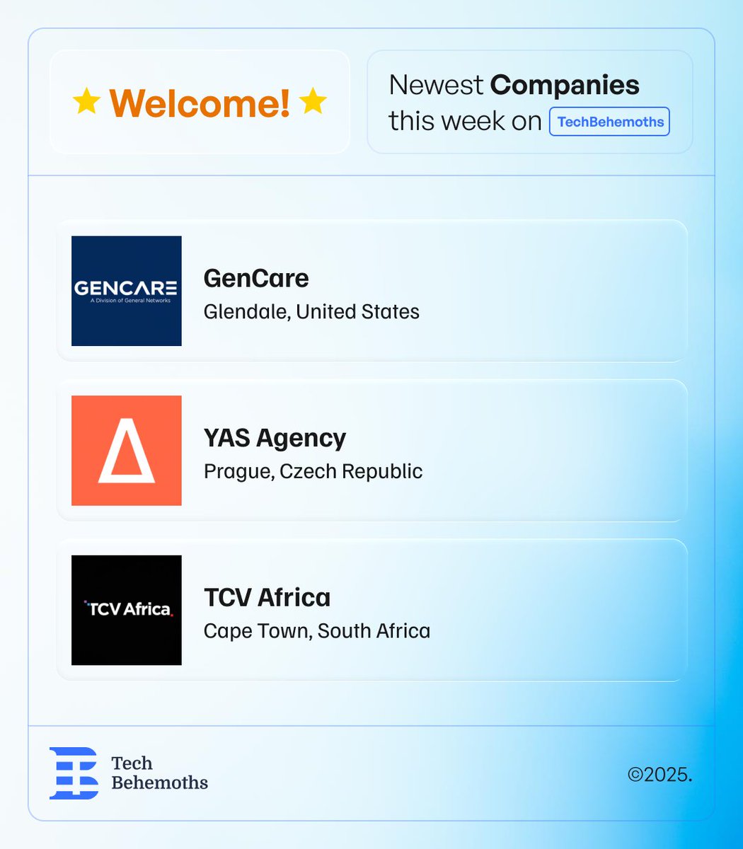 TechBehemoths's tweet image. 🌐 Welcoming the Latest Companies to TechBehemoths!

☀️ This week, we’re spotlighting three new additions:

GenCare – Reliable IT support and managed services that keep your business secure, productive, and ready to grow.

@YAS_Agency – Designing intuitive digital experiences for…
