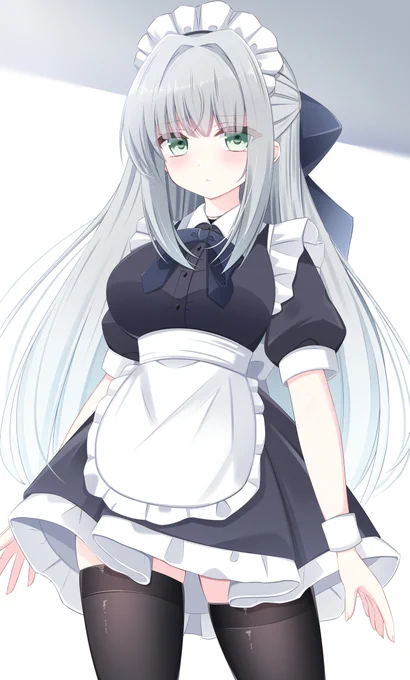 #いいふとももの日 むーっとした銀髪メイドちゃんの絶対領域…!!