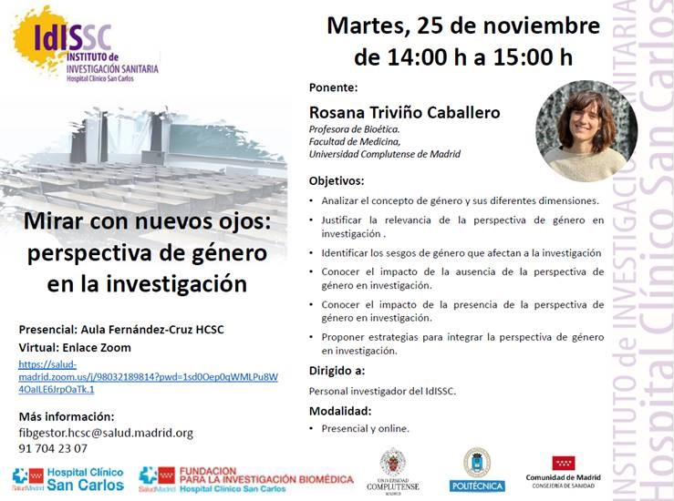 IIS_IdISSC's tweet photo. 📢Próxima Formacion @IIS_IdISSC: Mirar con nuevos ojos: perspectiva de género en la investigación
🔎cómo integrar la perspectiva de género en la investigación para mejorar la calidad y cumplir con los requisitos actuales de equidad
📅25 nov 2025
🕑14:00–5:00h
#SomosClinico https://t.co/oKFln9AdRa