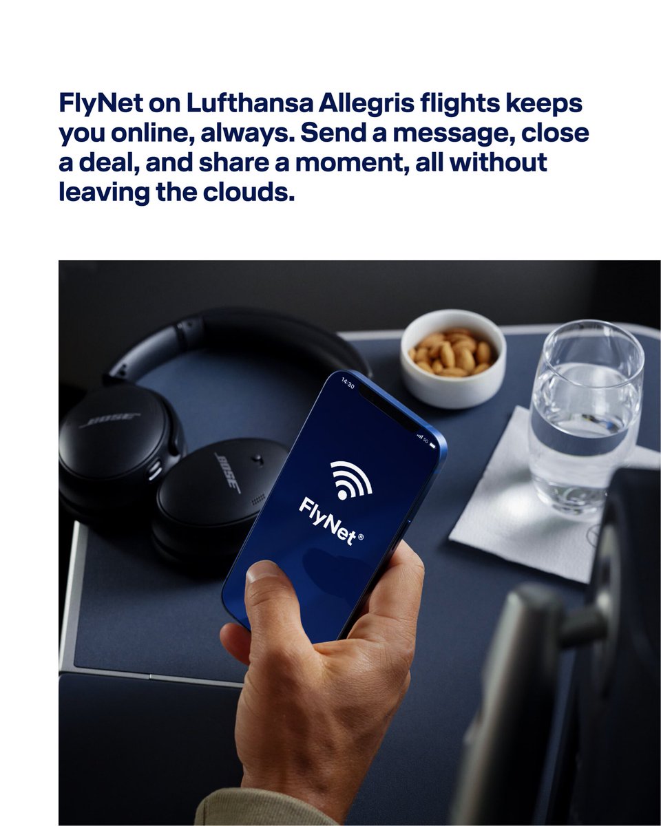 Lufthansa_India's tweet image. Messages sent, calls made, work done. FlyNet on Lufthansa Allegris keeps you connected to the world below while you’re high above it. 

Learn more here: lufthansa.com/in/en/discover… 

#Lufthansa #LufthansaAllegris #FlyNet