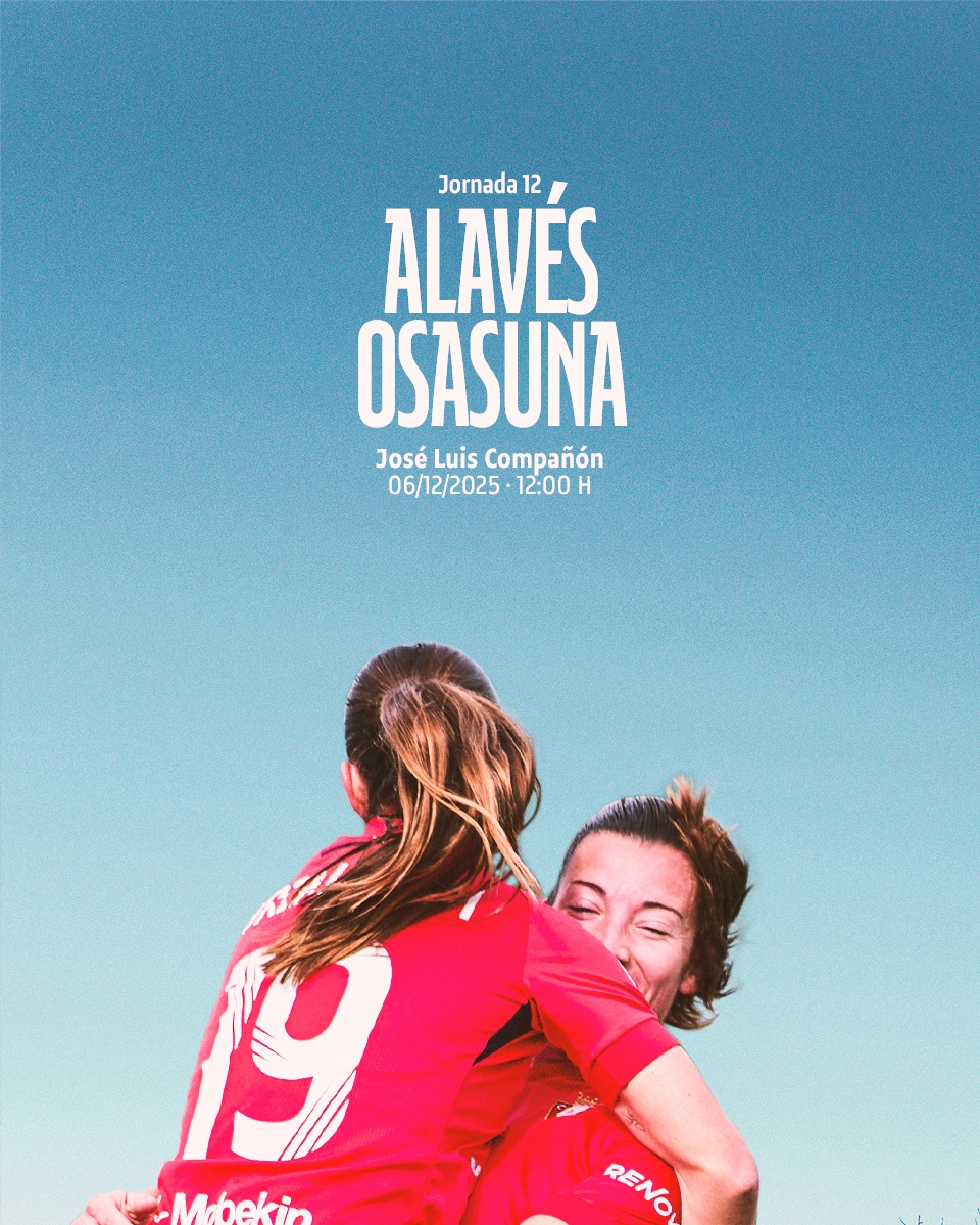 Osasuna_fem's tweet image. 📆 El #AlavésOsasunaFem se disputará el sábado 6 de diciembre a las 12:00 horas en la C. D. José Luis Compañón.