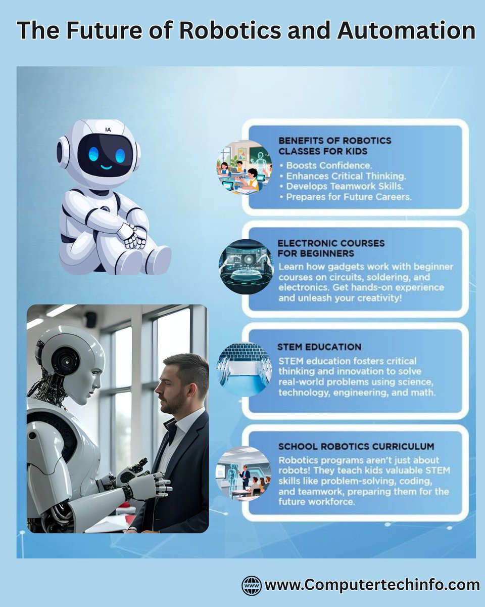 Computertech001's tweet image. 𝗧𝗵𝗲 𝗙𝘂𝘁𝘂𝗿𝗲 𝗼𝗳 𝗥𝗼𝗯𝗼𝘁𝗶𝗰𝘀 𝗮𝗻𝗱 𝗔𝘂𝘁𝗼𝗺𝗮𝘁𝗶𝗼𝗻

🤖 Robotics and automation are creating a smarter and faster future with intelligent machines.

Visit :- computertechinfo.com

#Robotics #Automation #FutureTechnology #Innovation #TechTrends