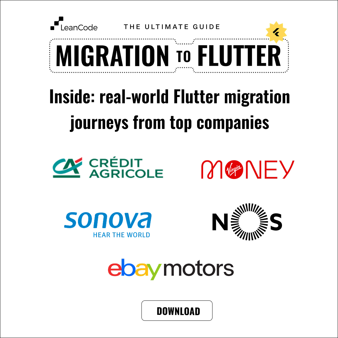 LeanCodePl's tweet image. Examples speak for themselves - and the same applies to migrating to Flutter.

Enterprise brands like @VirginMoney, Credit Agricole Bank Polska, @SonovaGroup, NOS, and @eBay have already gone through this journey and succeeded. Now, they’re sharing their paths, challenges &amp;amp;…